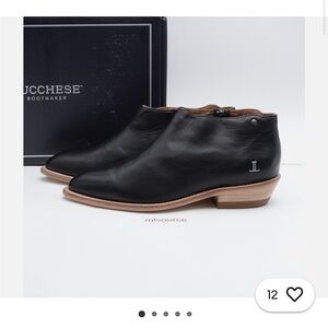 Lucchese Black Leather Low Heel Ankle Booties